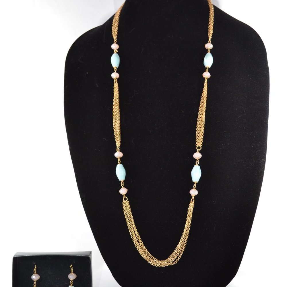 Vintage Avon 3 Piece Gold Simulated Jade Pearl Set
